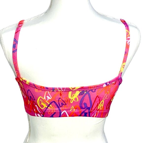 J.B. Bloomers Heart Print Sports Cheer Dance Bra Performance Pink Adult M - Picture 3 of 7